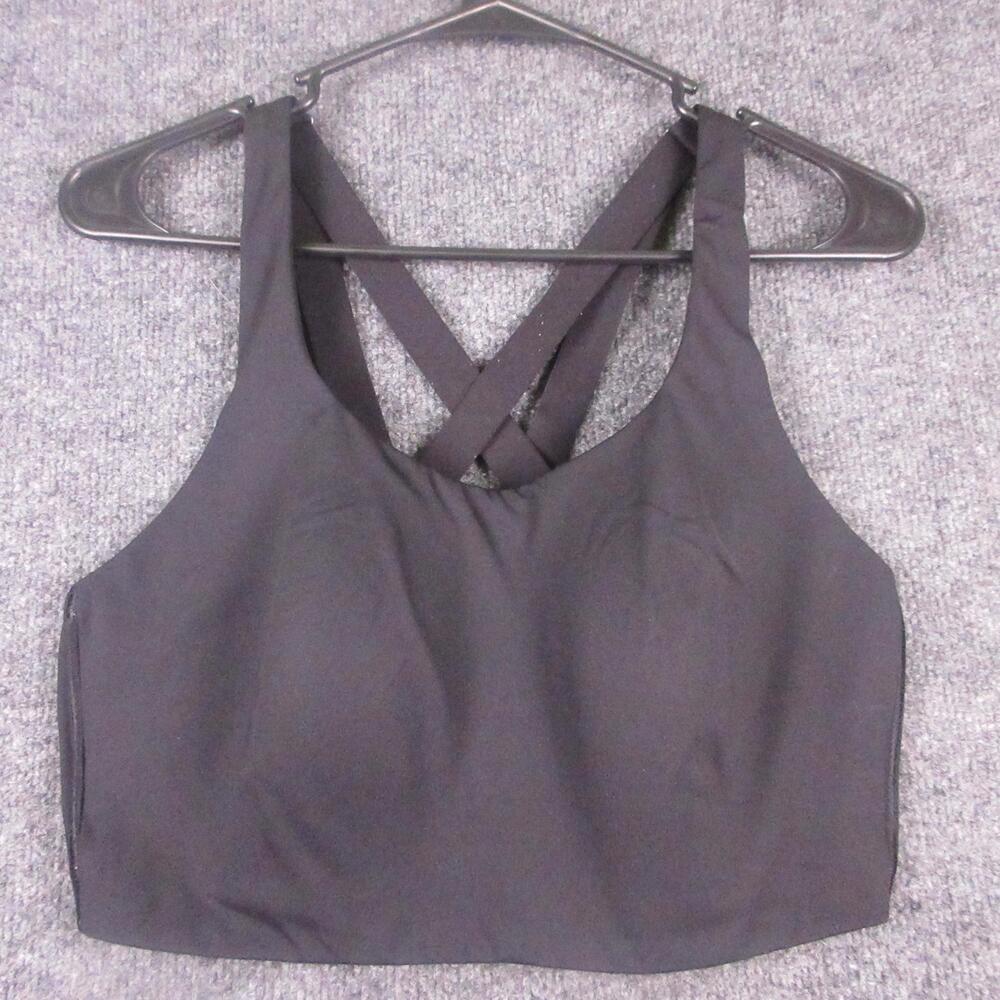 Lululemon Sports Bra Womens 38DD Black High Support Crossback Hook Eye Yoga